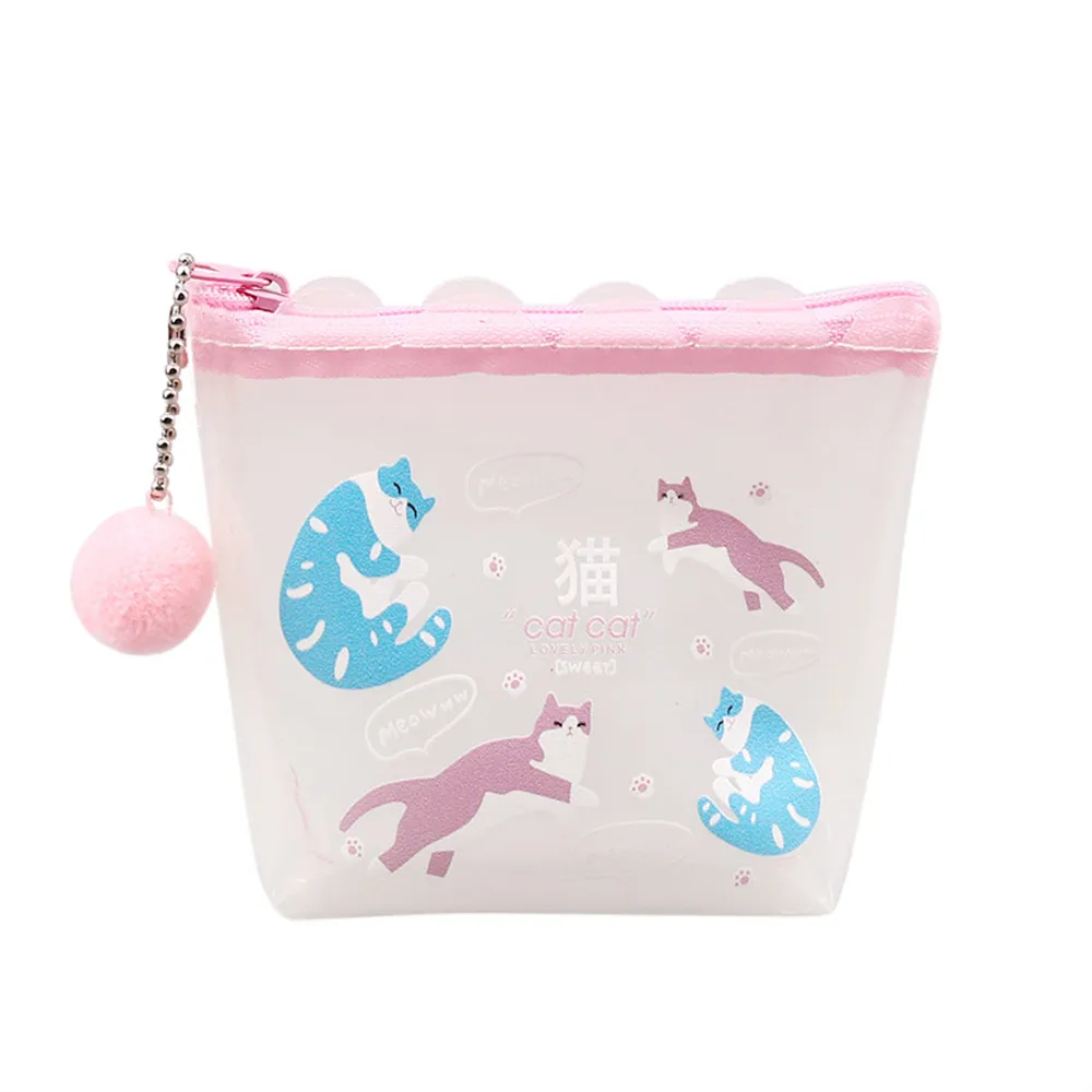 الكرتون شفافة لطيف محفظة نسائية للعملات المعدنية طالب تغيير كائن صغير حقيبة التخزين الصغيرة لطيف حامل بطاقة الائتمان الأطفال سستة الحقيبة