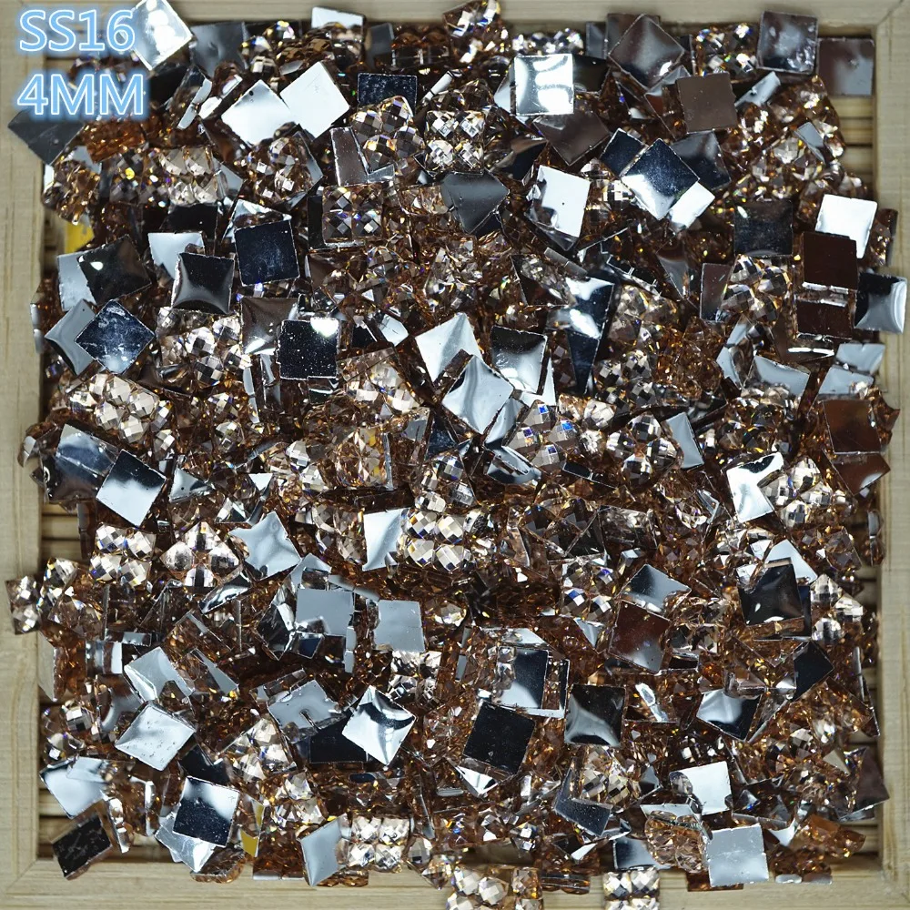 4000 PCS/bag SS16 4.0 mm square champagne resin drill the Non hotfix flatback rhinestone Nail Art Gems Decoration beads | Дом и сад