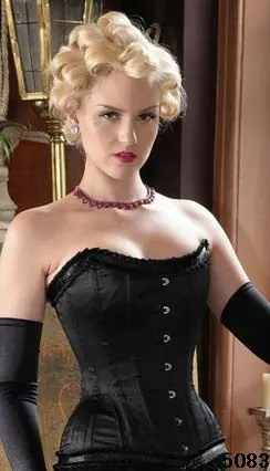 Satin Corset In Black - Strapless Black Corset – Guizio - Foto 2