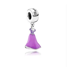 Disny Rapunzel Vestido de Lila y Magenta Esmalte Beads Adapta Pandora Charm Bracelet 925 Joyería de Plata Esterlina 2016 Colección Primavera