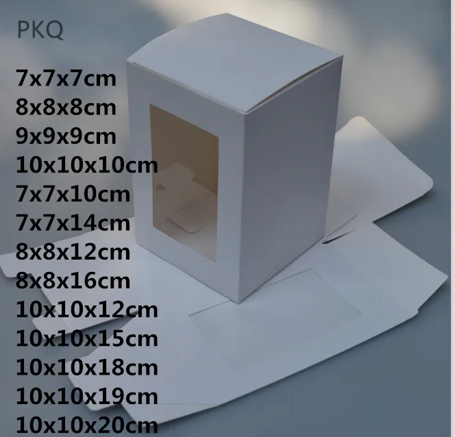 White kraft paper box with clear pvc window 30pcs Small Gift candy