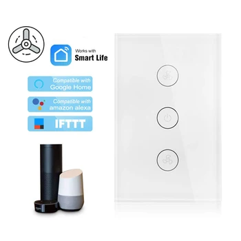 

Timethinker Smart Wifi Fan Switch WIFI APP Voice Remote Control AU US Wall Touch Switch Compatible Amazon Alexa Google Home