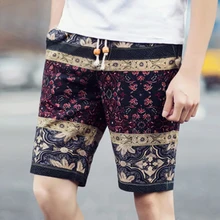 Мужские шорты с принтом повседневные пляжные мужские льняные шорты летние тонкие дышащие размер плюс обшитые мужские шорты