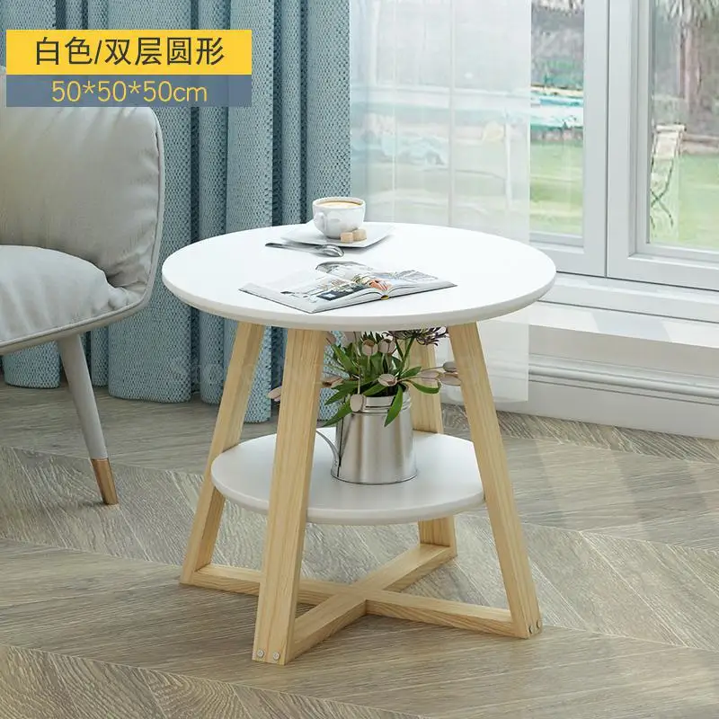Простой журнальный столик из твердой древесины в скандинавском стиле, стол для гостиной, небольшой круглый стол, маленькая квартира, креативный балкон, маленький круглый стол - Цвет: same as picture5