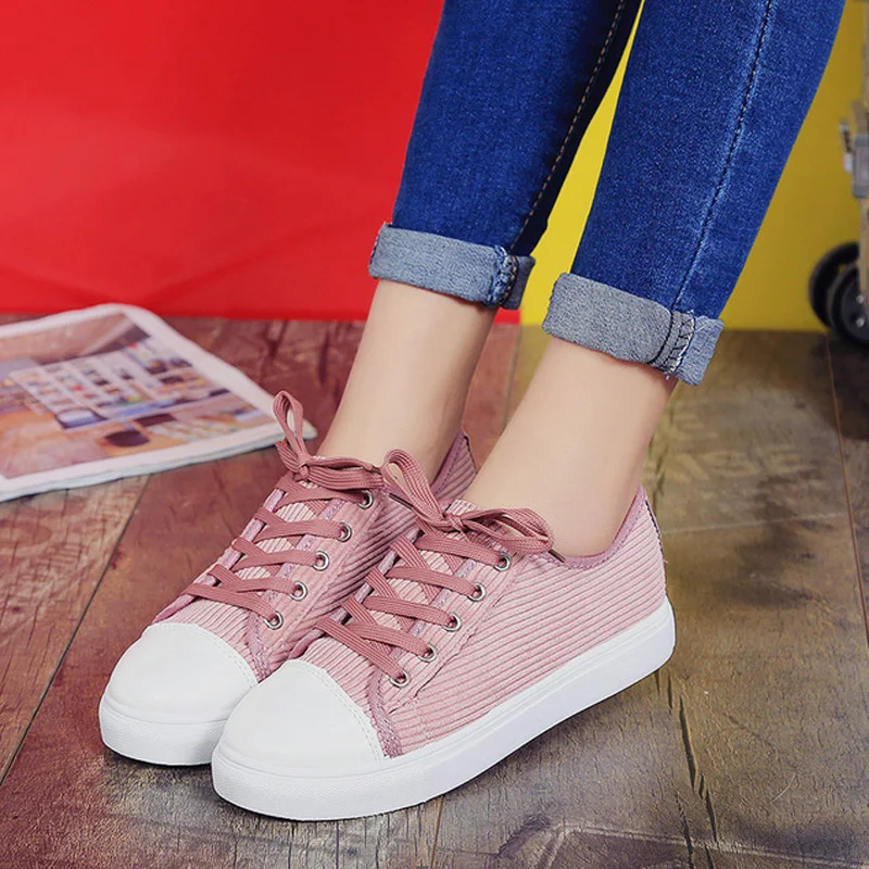 

Women Casual Canvas Shoes 2019 Spring Creepers Platform Loafers Silp-on Lace-Up Flats Comfort Women Flat Sneakers Shoes XWD5164