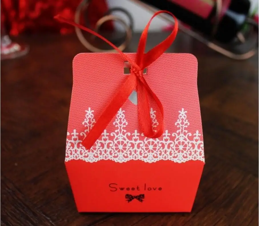 Коробка для конфет Sweet love wtih ribbon свадьбы Рождества дня рождения Нового года dragee