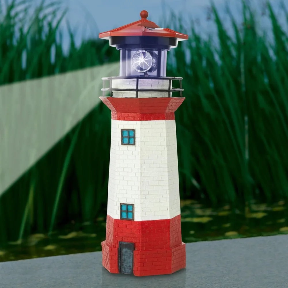 brightest outdoor solar lights Solar Power LED Lighthouse Light with Rotating Light Beam 29CM Home Garden Decoration Fence Lawn Lamp Fairy Light led solar garden lights