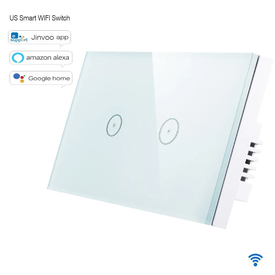 Jinvoo Smart Wireless WiFi Smart Wall Panel compatiable avec Alexa Echo ou Fonctionne avec Google Maison EU 2 vitesses Classe énergétique A+ 