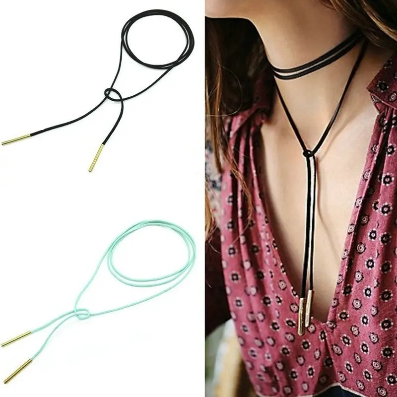 14 Pcs New Fashion Punk Black Suede Leather Choker Long Velvet Rope Gold Tube False Necklace for women Jewelry Collier Bijoux