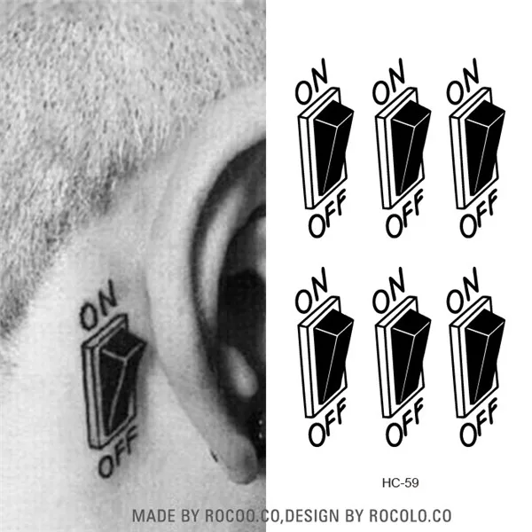 HC1059 3d Switch Button Design Temporary Tattoo Sticker Waterproof Fake Tattoo Sticker Men Women Ears Personalized Stereoscopic