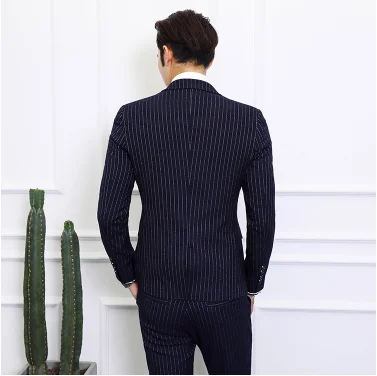 Men's Striped Suit Three-piece Large Size 6XL British Style Gentleman Business Banquet Wedding Host Fashion Quality Formal Suit Men's Striped Suit Three-piece Large Size 6XL British Style Gentleman Business Banquet Wedding Host Fashion Quality Formal Suit