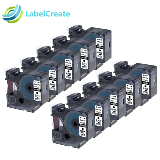 Cheap 10 Packs Labeling Tape DYMO 45803 Compatible Dymo D1 Label Writer 19mm Black on White for Dymo Label Printer Cheap 10 Packs Labeling Tape DYMO 45803 Compatible Dymo D1 Label Writer 19mm Black on White for Dymo Label Printer