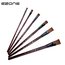 EZONE 6 шт./компл. боль, рисовальная нейлоновая кисть из волос, ручка емкостью для плоский наконечник акрил, гуашь акварель масло живопись на холсте инструменты для рисования набор Papelaria