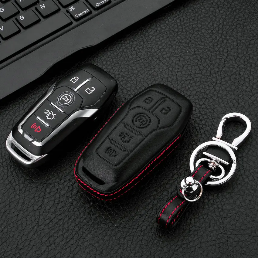 Кожаный чехол для ключей автомобиля в форме ключа для Ford Fusion Mondeo Mustang aurus F150 Explorer Edge Lincoln MK