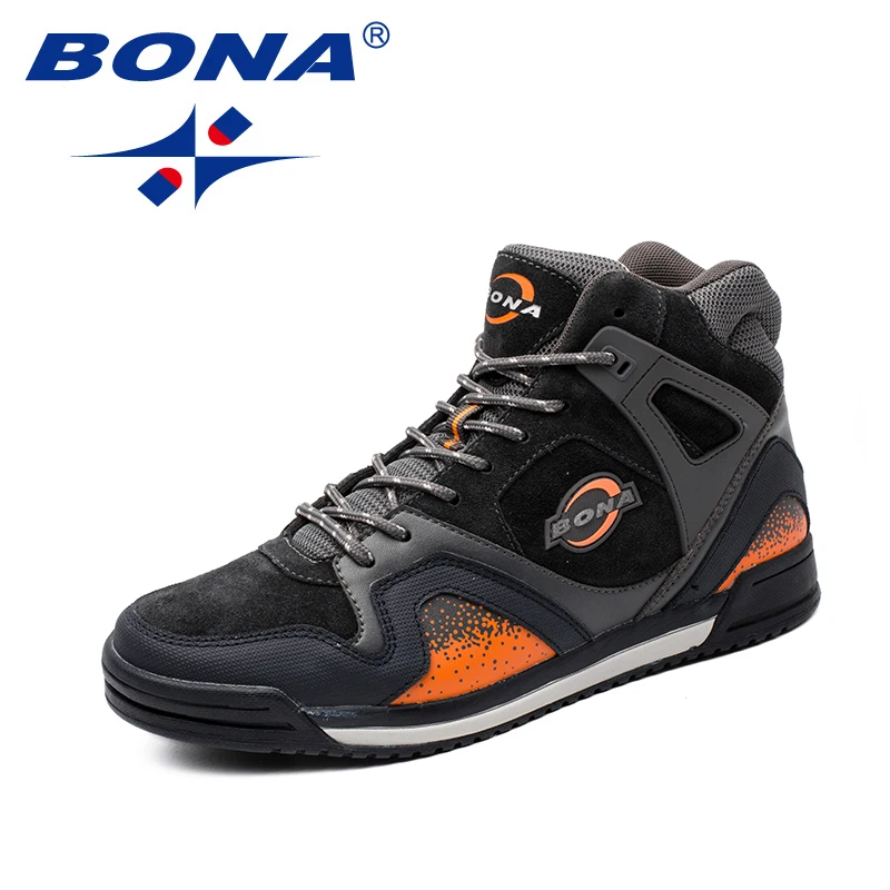 BONA/Новое поступление; классическая Стильная мужская обувь для скейтбординга; Мужская Спортивная обувь на шнуровке; Мужская обувь для бега на открытом воздухе; кожаные кроссовки