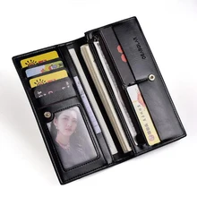 2019 hot men's fashion long wallet soft leather wallet to increase the capacity of mobile phone bag multi-card package