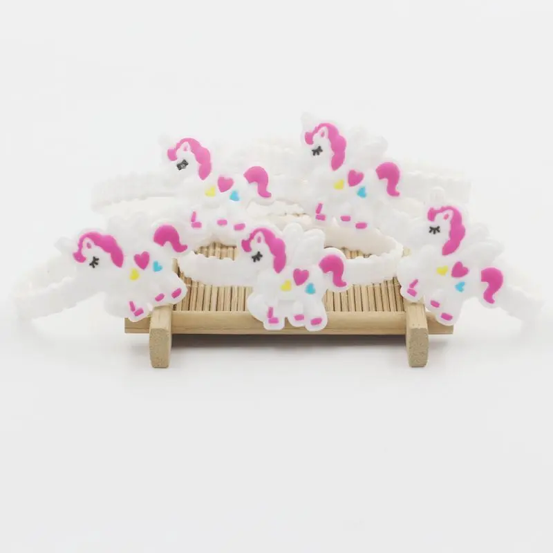 10 шт. резиновый браслет с единорогом украшения на день рождения вечерние украшения Единорог Подарки для детей детский душ Unicornio Вечерние