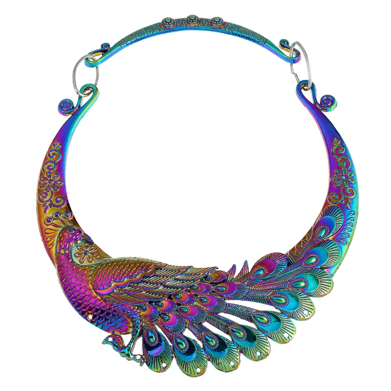 

2019 New Ethnic Style Carved Peacock Choker Necklace For Women Vintage Metal Chocker Statement Necklace Collares Collier Femme