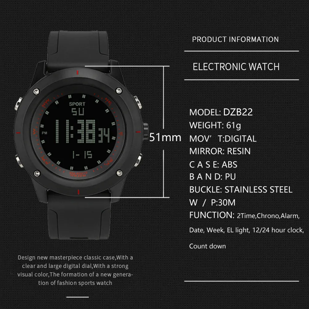 Роскошные Цифровые часы в Военном Стиле, светодиодный, водонепроницаемые, наручные часы, спортивные часы, электронные часы, цифровые часы, подарки, мужские наручные часы