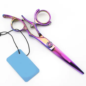 

Rotary handle japan 440c 6" left hand hair cutting scissors barber makas cutting shears haircut scissor Custom logo
