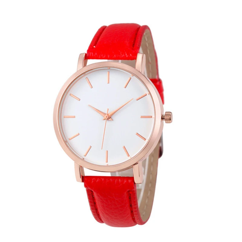 Reloj mujer модные милые розовые женские часы простые женские кварцевые наручные часы из розового золота кожаные женские часы relogio feminino - Цвет: red