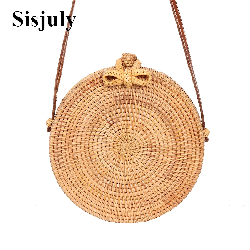 

Sisjuly 2019 Round Straw Bags Women Summer Rattan Bag Handmade Woven Beach Cross Body Bag Circle Bohemia Handbag Bali