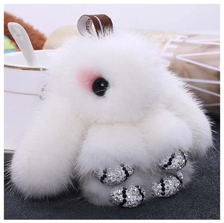 JKP роскошный норковый плюшевый мех маленькие аксессуары для кроликов для сумки телефона кулон брелок Мини Мода Кролик 8 см брелок 001