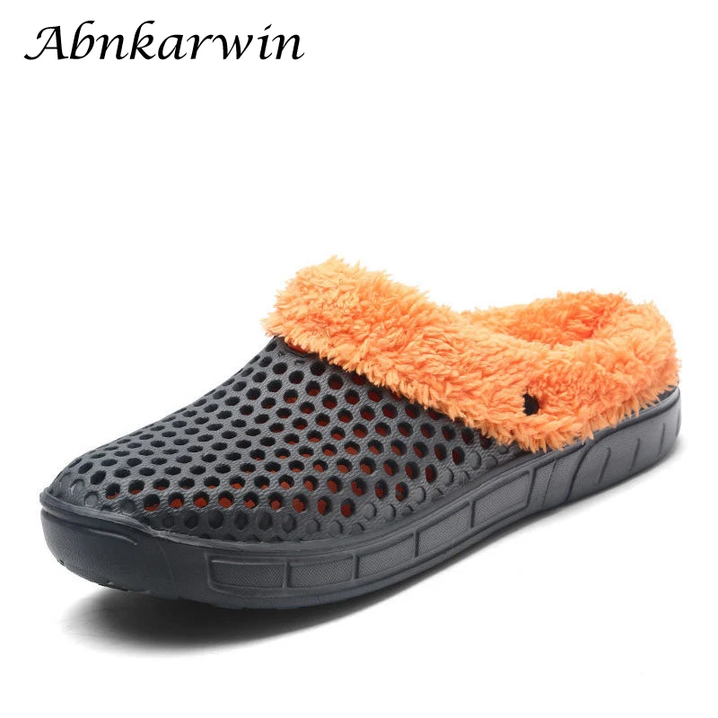 

New Winter Slippers Men Clogs Shoes Indoor Sandals Casual Men's Slippers Fur Jelly Shoes Men for Unisex Size 36-45