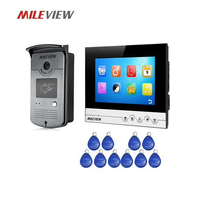 

Free Shipping 7" UI Color Monitor Video Door Phone Intercom Recording System + Waterproof RFID Access Doorbell Camera + 8G TF
