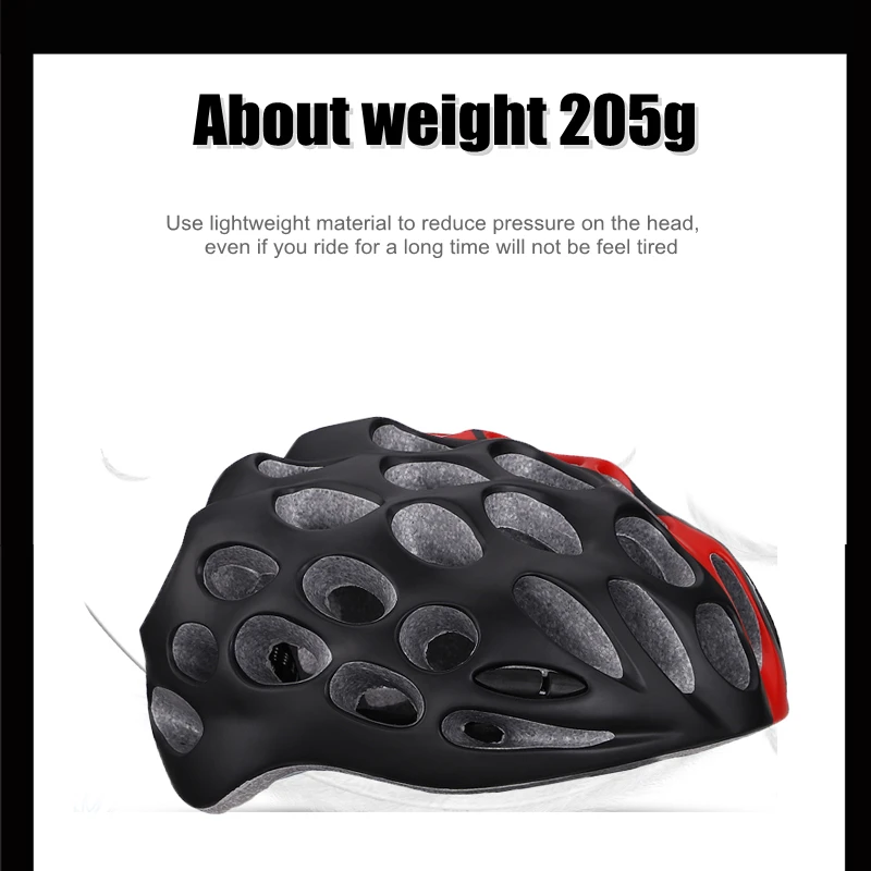 Ftiier Bicycle Cycling Helmet Matte Integrated Safety Bike Helmets 205g 56-61cm 