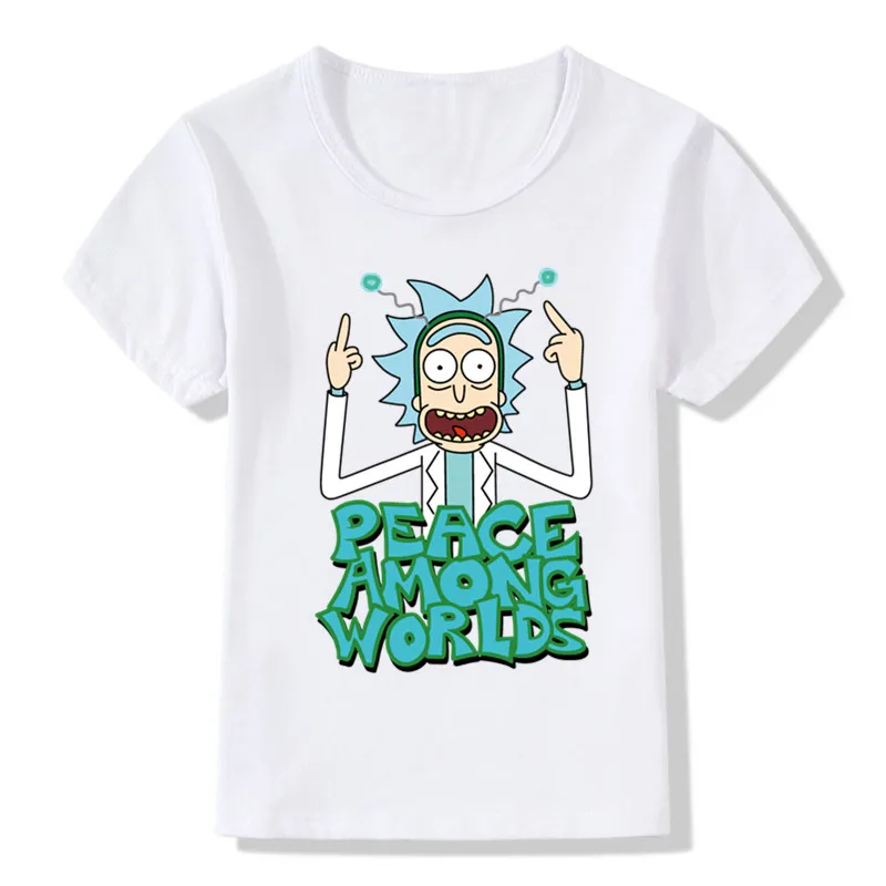 Детские футболки с аниме «Рик и Морти» детские летние белые футболки с принтом топы для девочек и мальчиков, футболки с японским аниме «Рик» ooo005 - Цвет: WHITE A