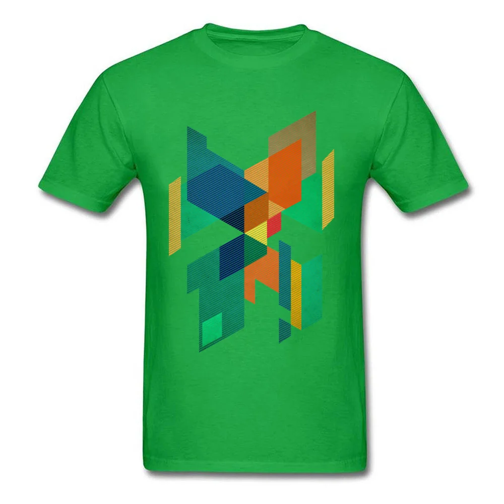 Dominant Men's Tops Tees Abstract Geometric Colors Composition Cool T Shirt Pure Cotton Short Sleeve Group T Shirt Crewneck Abstract Geometric Colors Composition green