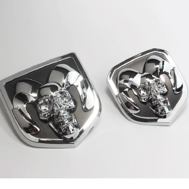 

3D Car Head Grill Tailgate 3D Stickers Accessories Metal Emblem Refitting Metal Chrome Badge Emblem Sticker Ram head For Dodge Ram 1500 2500 3500