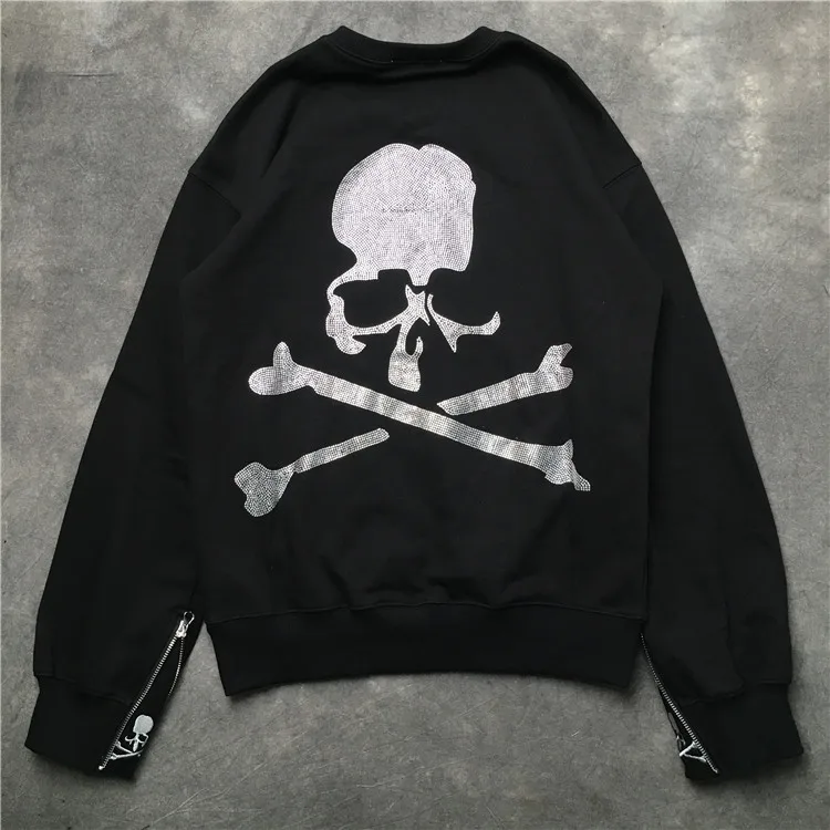 

2019 TOP Best Quality Mastermind Japan MMJ Cuff zipper Skull Printing Women Men Unisex Pullover Hoodies Hip hop Men Sweatshirts