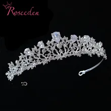 Классический сверкающий Большой кубический циркон свадебная тиара CZ принцесса подружки невесты Свадебный диадема, корона для женщин вечерние головы кусок RE933