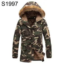 Camouflage Parka Mens Winter Jackets Warm Hooded With Fur Collar Cotton Padded Coat Camo Quilted Men Jacket Plus Size M-5XL