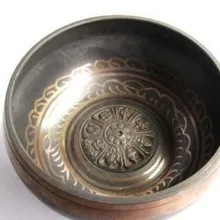 Тибетский Медь 15 см " Диаметр Медитации Зеленый буддизма Поющая чаша Будда чаши античный сад серебряные украшения Латунь