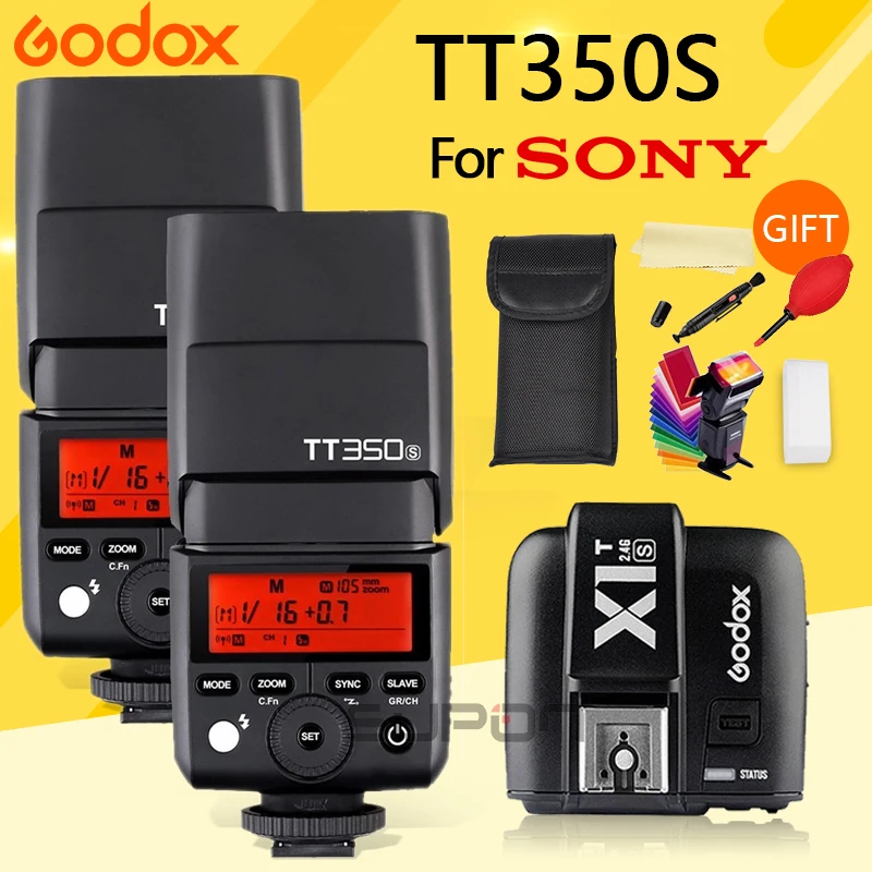 

2X Godox Flash TT350S 2.4G HSS TTL GN36 Wireless Speedlite Flash light +X1T-S Flash Trigger Transmitter for Sony A7 A7R A7S A7