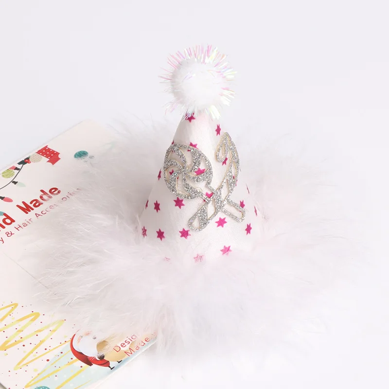 AHB рождественские праздничные волосы банты для девочек маленький Снеговик Полосатый шляпа заколки вечерние прелестные зажимы для волос Детские аксессуары для волос - Цвет: 9