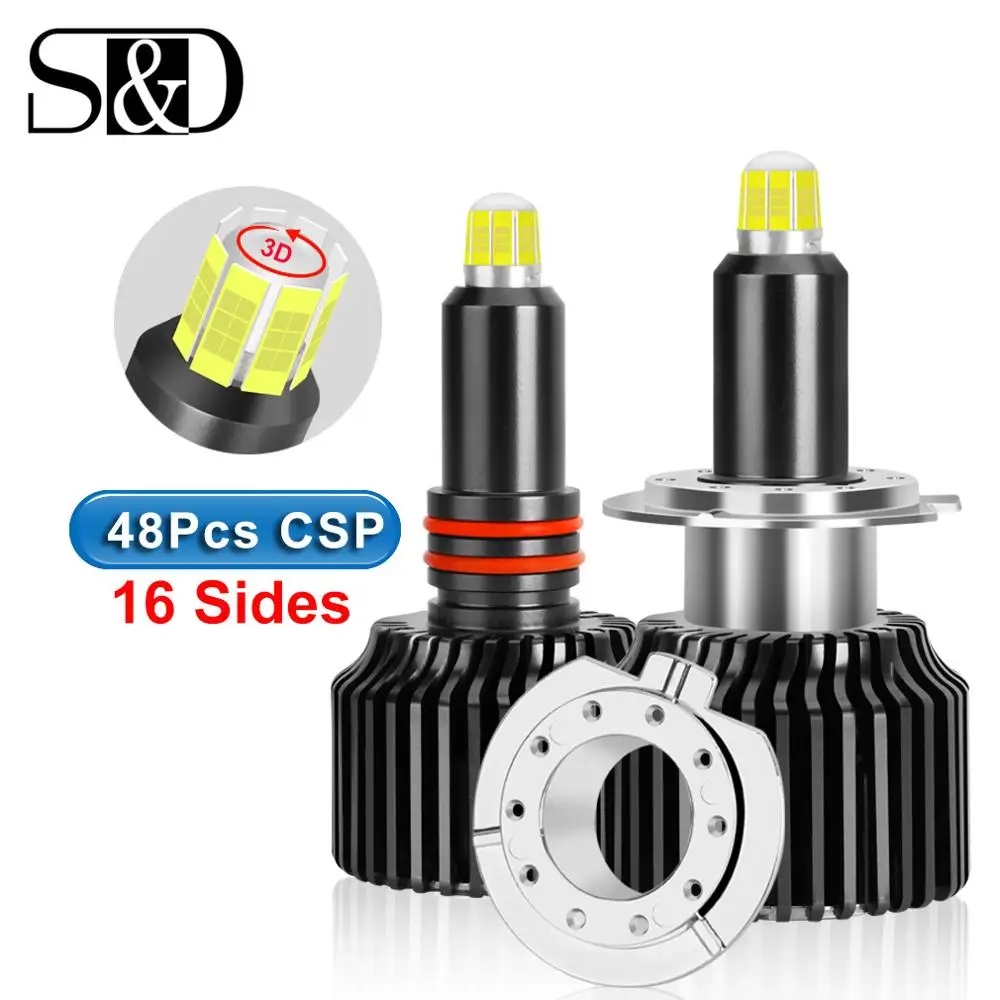 Skup 2 sztuk 16 stron 3D LED samochodów żarówki reflektorów H11 H7 Led H8 H1 HB3 9005 HB4 9006 50W 6000K 18000LM samochodowe światła przeciwmgielne lampa samochodowa