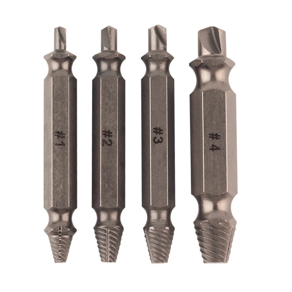 2016 4pcs steel broken speed out damaged Screw Extractor Drill Bit Guide Set Broken Bolt Remover Easy Out Set Brand New Hot Sale
