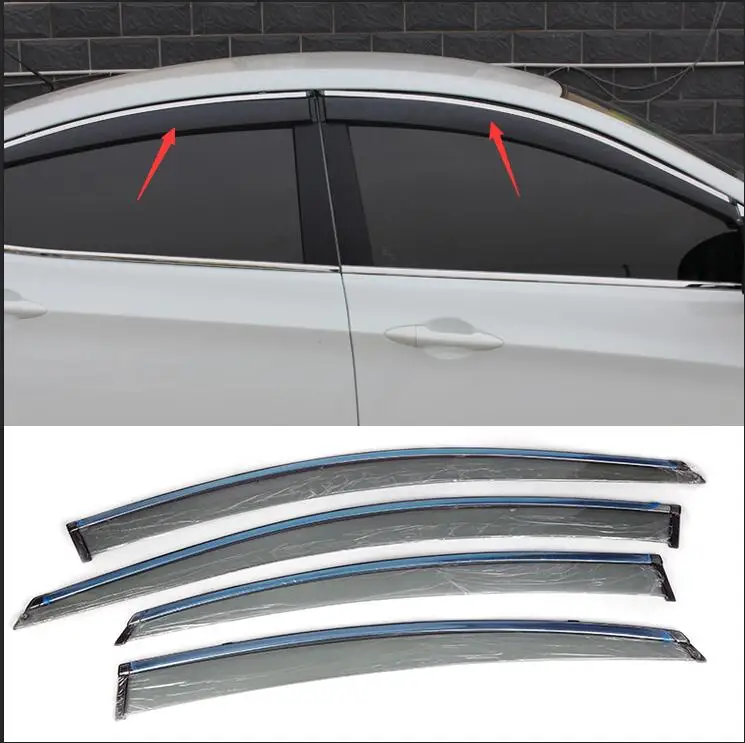 

car-styling case For Hyundai Verna 2010-2016 Stripe Window visor Sun Guard Deflector Vent 4pcs car styling accessories
