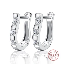 Модные 925 пробы серебряные серьги-гвоздики ювелирные изделия Роскошные Стразы инкрустированные "U" дизайн серьги с застежкой женские ювелирные изделия Brincos