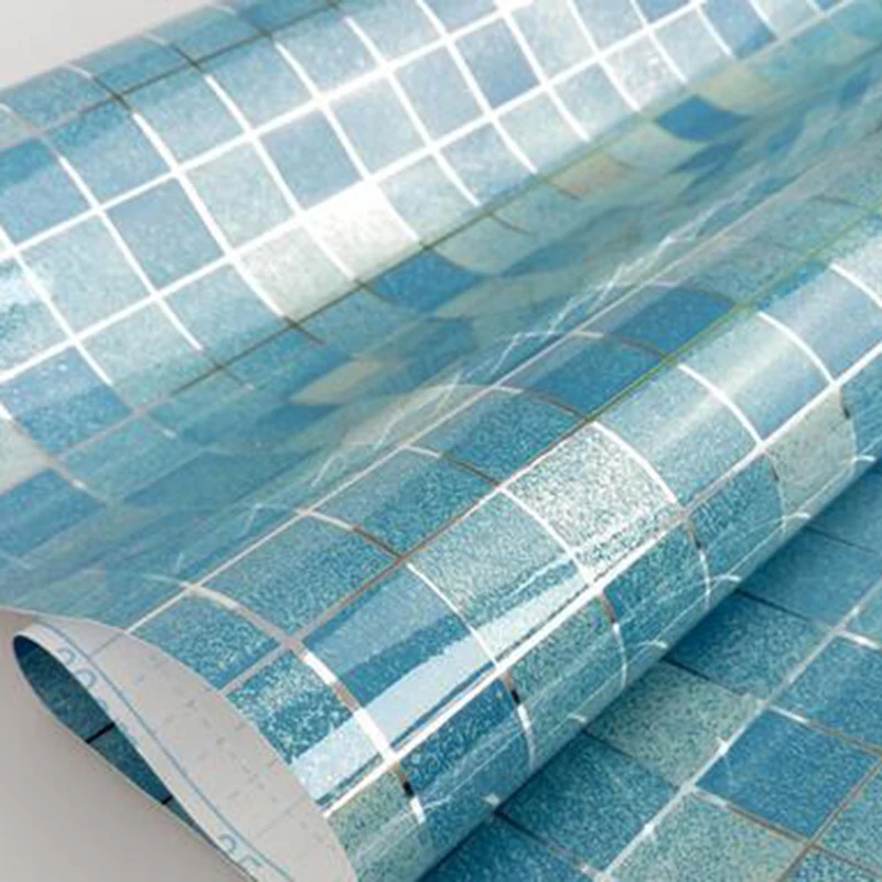 

New 45x200cm Mosaic 5 Colors Aluminum Foil Self-adhensive Anti Oil Wallpaper for Kitchen High Temperature resistant