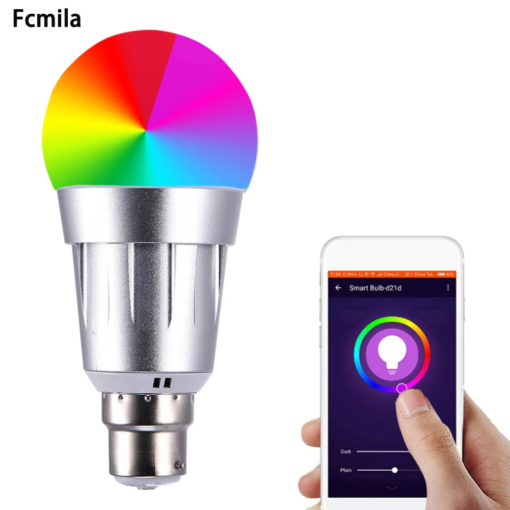 

1xB22 Smart RGB Bulb Wireless WiFi App Remote Control Lamp For Alexa Google Home