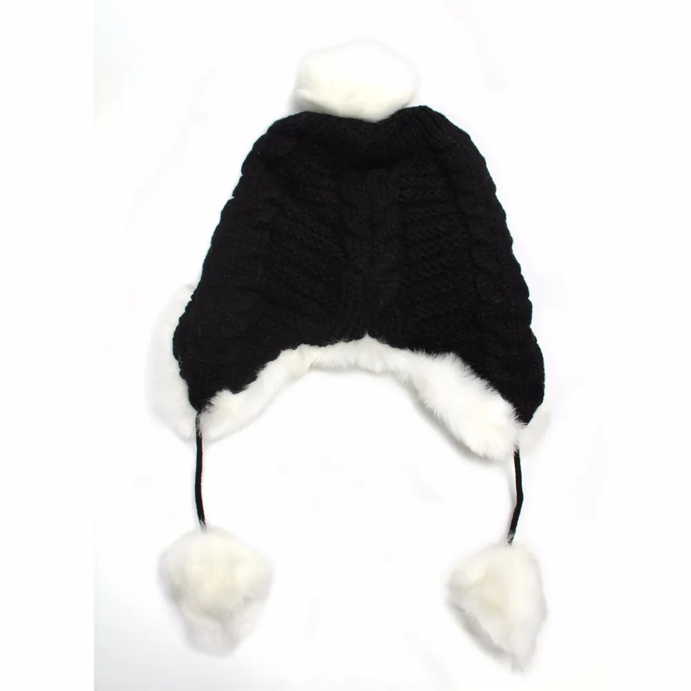 Woman Beanie Knitting Hat 2016 Happy Christmas Hats Bonnet Ladies Pompom Fur Snow Warm Skullies New Women\'s Winter Accessories (2)
