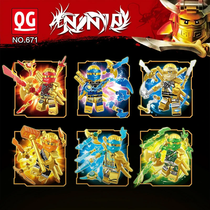 

6pcs/set Phantom LegoINGlys NinjagoINGly Gold Ninja Building Block Series Small Assembly Weapons Toys for Children