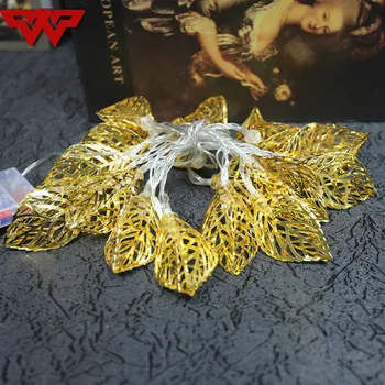 

20 Metal Hollowed Gold Leaf Battery Boxes Holiday Lights Christmas Lights LED Holiday Decorative Lights Rose Gold Home Decor