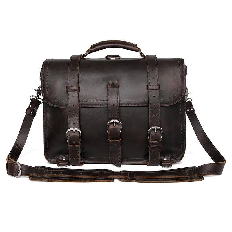 7072R-1 100% Crazy Horse кожаный мужской рюкзак сумка для ноутбука сумка для путешествий Огромный 16,5"