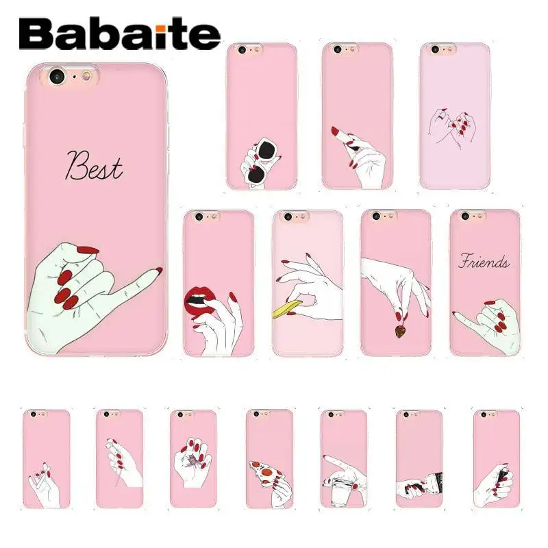 

Babaite Best Friend Pink Hands TPU Soft Silicone Phone Case for iPhone 8 7 6 6S Plus X XS MAX 5 5S SE XR 10 11 11pro 11promax